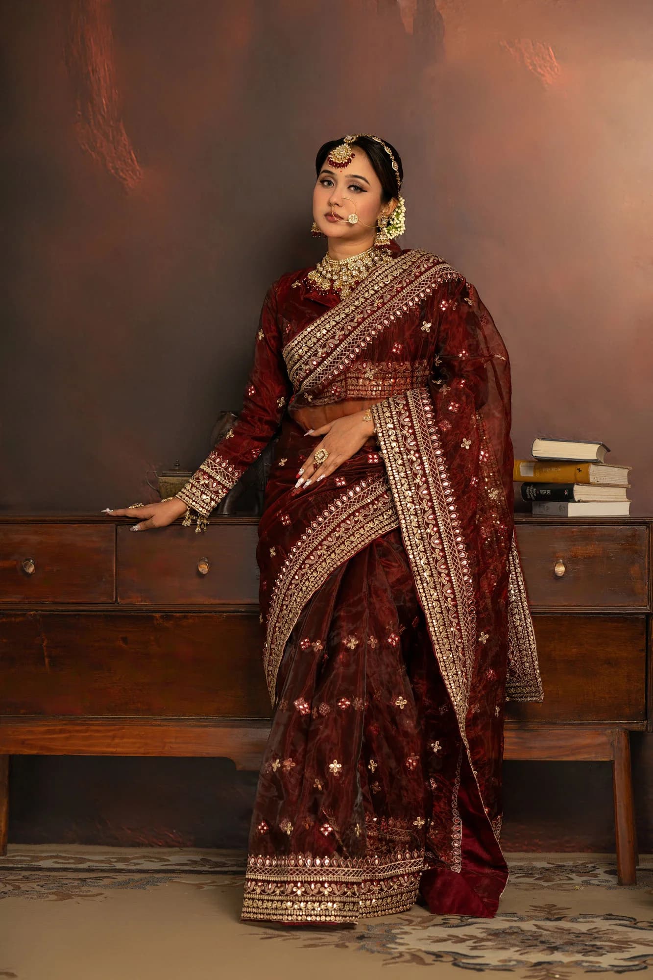 Organza Fusion Saree with Cape